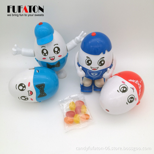 Play and eat egg plastic surprise with jelly bean